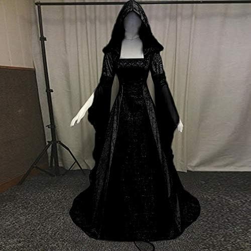 Женствена рокля на Хелоуин ZEFOTIM, винтажное рокля-наметало на вещица с качулка, средновековна сватбена рокля с ръкави-тръби, рокля за cosplay на Хелоуин