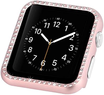 Калъф Bling Съвместим с Apple Watch 38 мм 40 мм 42 мм 44 мм, Диамантени Кристали, Лъскава Метална рамка за умни часа, Защитен устойчив на удари броня, задната част на кутията, която е Съвместима с iWatch SE Series 6