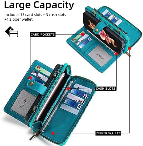 Чанта-портфейл, предназначени за [Galaxy Z Flip 4] 2022 Флип калъф от изкуствена кожа с цип, Защитен калъф-книжка с магнитна закопчалка и държач за карти
