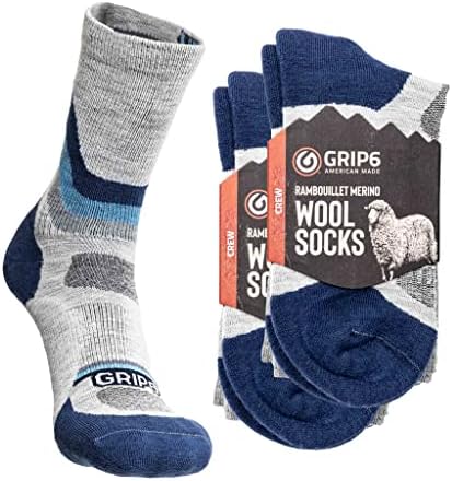 Вълнени чорапи GRIP6 Мъжки | Леки Вълнени Туристически Чорапи | Overland Blue