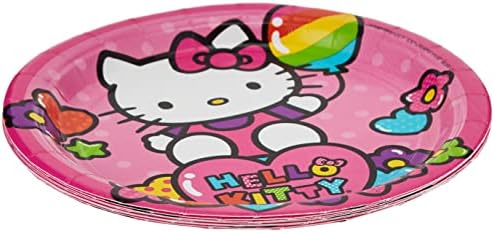 Приказно кръгли чинии Hello Kitty Rainbow от AMSCAN, 7 инча, различни цветове