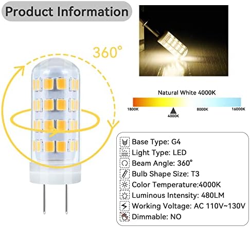 MINYAN G4 Led Лампа 10шт 5 W 110 ~ 130 480 мл Без Трептене Натурален Бял G4 електрически Крушки Смяна на JC Двухконтактное Основа G4 Лампа за озеленяване Лампи (4000 До)