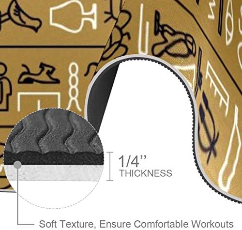 Siebzeh Египетски Йероглифи кафяв Висококачествен дебела подложка за йога, в Екологично Чист Гумена подложка за здраве и фитнес, Нескользящий мат за всички видове упражнения, йога и пилатес (72 x 24x 6 мм)