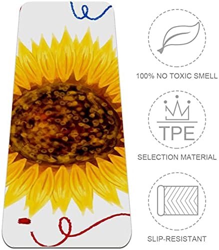 Килимче за йога Siebzeh Sunflower White Премиум-клас от екологично чист каучук, за здраве и фитнес, Нескользящий мат за всички видове упражнения, йога и пилатес (72 x 24x 6 мм)