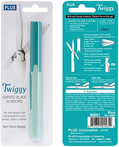 Плюс Незалепваща Компактни Ножици TSA Twiggy в стил химикалки с Калъф Тюркоаз