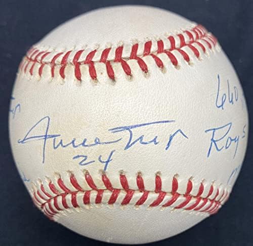 Уили Мейс два Пъти подписа договор с HOF MVP ROY Stat Baseball JSA LOA - Бейзболни топки с автографи
