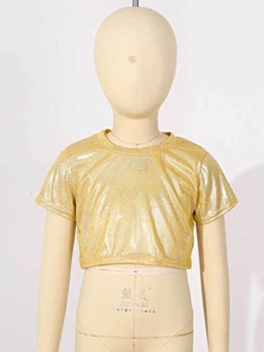 Aiihoo/ Бебешки Блузи с Блестящ Метален Модел за Момичета, Тениска с Къси Ръкави за Момчета, Костюм за съвременно Танцово Представяне