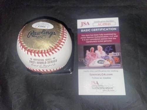 Рон Вашингтон е подписал Официален Бейзбол World Series 2021 Gold Braves JSA - Бейзболни топки с Автографи