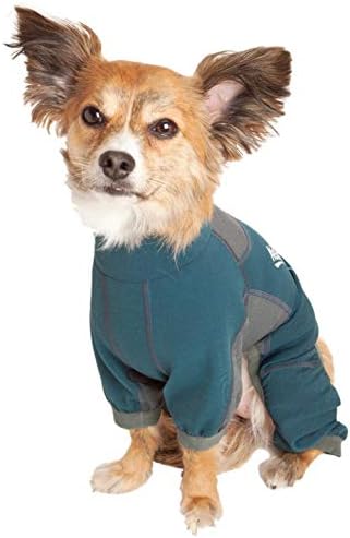 Спортен костюм за кучета от еластичен материал Dog Helios® 'Rufflex' за цялото тяло - Дрехи за кучета за фитнес и йога - Яке за кучета С технологията на 4-лентова стрии, стратегически вентилация, размисъл и бързо изсушаване