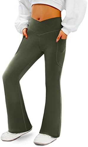 Дамски разкроена панталони Yogo от COPYLEAF с джобове -Гамаши За йога с V-образно деколте и висока талия -Разкроена Гамаши За тренировки във фитнеса