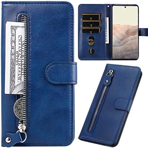Чанта-портфейл XYX с цип за Samsung A11, Монофонични Калъф-награда от изкуствена кожа с панти капак и каишка за китката, Поставка за Galaxy A11 SM-A115, Синьо