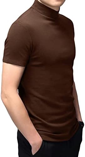 Hrbtens / Мъжки Основни Блузи с Къс ръкав, Удобни Ежедневни Обикновена Дебнещ Стрейчевые Тениска, Пуловер с висока воротом, Тениска, Риза
