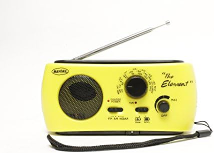 Мейдей 10200 Слънчев радио с захранван от динамо-машини Element и фенерче с NOAA, жълт