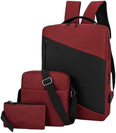 Раница от три части, Цветна Чанта, Компютърна Бизнес чанта на рамото си, Ежедневието е Подходяща чанта, Раница с Голям размер (1-Вино, един размер)