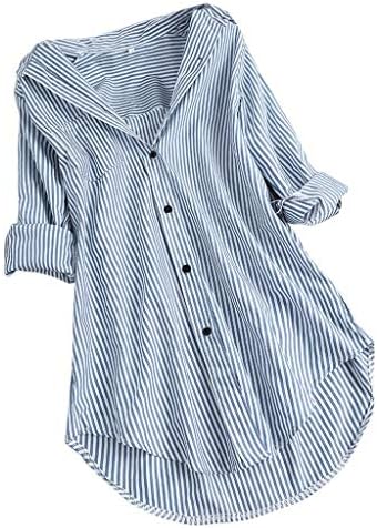 LYTRYCAMEV Дамски Блузи, Елегантни Ежедневни Летни Блузи за Жени, Модни Елегантни Ризи с Къс/Дълъг Ръкав, Свободна Памучен Тениска