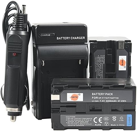 Подмяна на DSTE за 2X батерии NP-F750 + DC01 Адаптер за пътуване и зарядно устройство, Съвместим с камера Sony CCD-TRV215 CCD-TR917 TR315 HDR-FX1000 HDR-FX7 HVR-V1U HVR-Z7U HVR-Z5U като NP-F730 NP-F770