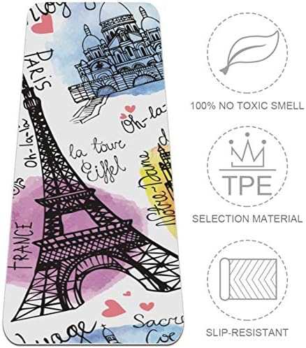 Siebzeh Реколта пощенска картичка с Айфеловата кула в Париж, по-дебела подложка за йога Премиум-клас, в екологично Чист Гумена подложка за здраве и фитнес, Нескользящий мат за всички видове упражнения, йога и пилатес