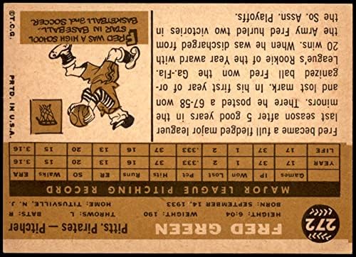 1960 Topps 272 Фред Грийн Питсбърг Пайрэтс (Бейзболна картичка) NM Пирати