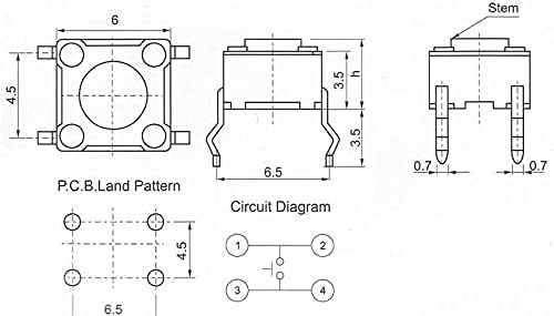 6 * 6 * 4.5 мм, 4P ключ ключ/светлина сензорен прекъсвач микропереключатель хоризонтален тип