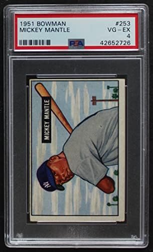 1951 Боуман 253 Мики Мэнтл Ню Йорк Янкис (Бейзболна картичка) PSA PSA 4,00 Янкис