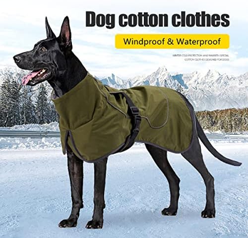 Дъждобран за кучета - Непромокаеми Зимни Якета за Кучета, Ветрозащитное Палто с Кадифена вътрешна част, Зимни Дъждобран за Кучета от Светоотражающей ивица, Зелен 2XL