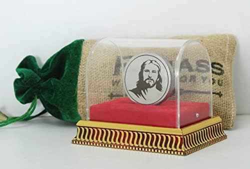 Двустранен монета RYNASS с образа на Исус SS В Красива Кутия И Джутовом чанта (5)