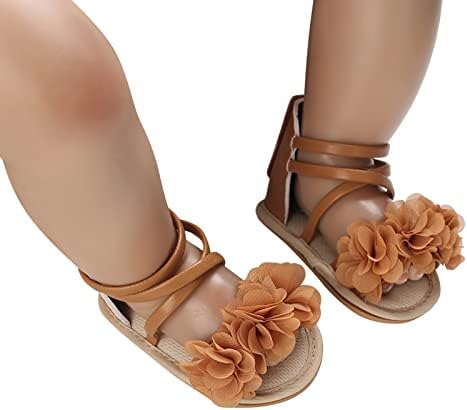 Деца За малки Момичета; Цвят обувки на принцесата; Сандали с мека подметка; Нескользящие Топли чорапи За деца Бос (Кафяв, 6 месеца)