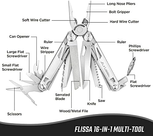 Клещи-мультитул Flissa 16 в 1 и Ловен нож FLISSA в Кожена обвивка