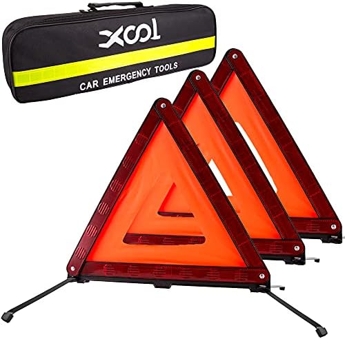 XOOL Тройна Предупредителен Триъгълник Авариен Предупредителен Триъгълник Рефлектор Защитен Триъгълник Комплект е Подходящ за аварийни ситуации на пътя, на 3 опаковки