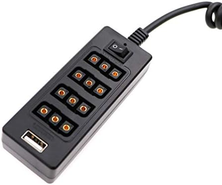 Включете D-Tap до 4-Портовому гнездо D-Tap с жак, Спирален кабел-сплитер за V-Образни батерия с бутон за превключване/USB порт/8 В 12 vdc за многофункционално храна за фотография