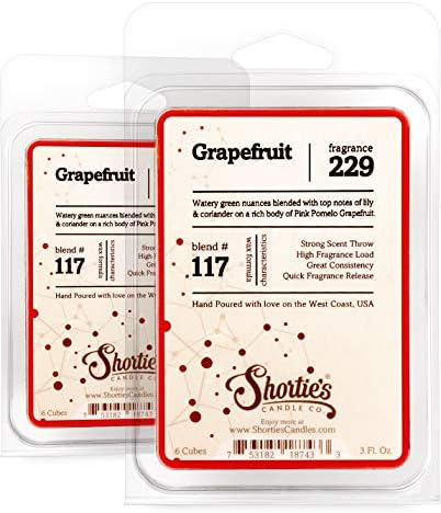 Shortie's Свещ Company Grapefruit Wax Melts Мультиупаковка - Формула 117-2 Барове със силен аромат - Изработени от Етерични и натурални масла - Събиране на Кубчета освежителя на въздуха Fruit & Berry