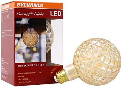 Led Реколта крушка SYLVANIA във формата на Ананас, Кехлибарена светлина, 150 Лумена, 2175K - 1 опаковка (40201)