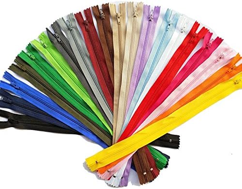 Chenkou Craft Color 40 бр. асорти от 20 цвята, Найлон макара, цип, Инструменти за шиене, като Общата дължина (Многоцветен, 13,4 инча (34 см))