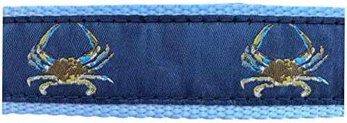 Нашийник за кучета Preston Classic Blue Crab - Синият Рак на тъмно-синя лента със Светло син найлонов панделка (малка)