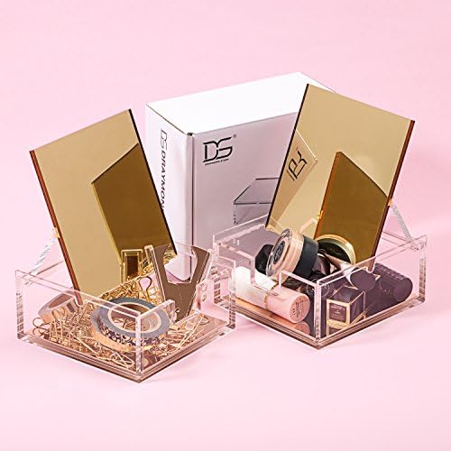 Набор от офис консумативи Draymond Story Acrylic Gold - 1) Кутия за съхранение на козметика с Огледало 1) Ножица 1) Средство за премахване на клипове