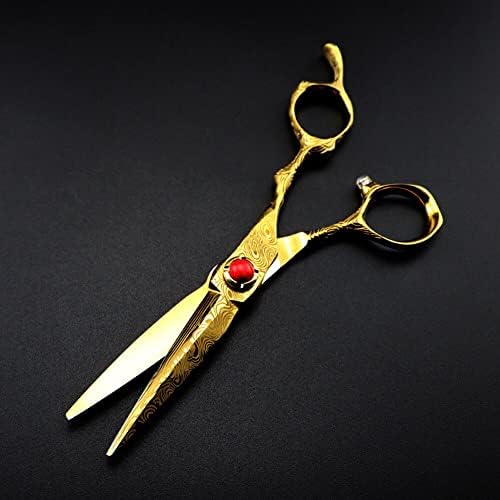 Ножица за подстригване на коса, 6-инчов професионален Престижна златни дамасские ножица за подстригване на коса, филировочные фризьорски инструменти, ножици за подстригване на коса Фризьорски ножици (цвят: Прорезна)