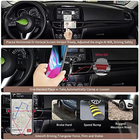CLEC Титуляр за телефон, годни за Mazda 6 2015-2017, Регулируема вентилационна (противовакуумна) канална Притежател на мобилен телефон на таблото, подходящ за мобилен телефон, щипка за смартфон iPhone Samsung