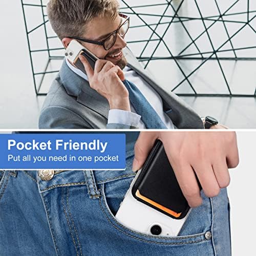 Магнитен кожен държач за телефон портфейла Liuzidit за iPhone Съвместим с поставка за чантата iPhone MagSafe за iPhone 14/13/12 серия с Magsafe или телефони с магнитен калъф-вендузата, черен