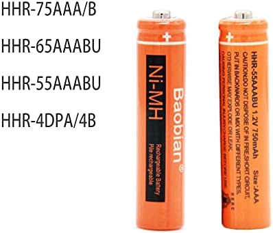 Акумулаторни батерии BAOBIAN Ni-MH AAA HHR-55AAABU HHR-75AAA/B-6 HHR-4DPA/4B 1,2 НА 750 mah за безжични телефони, дистанционни управления, електроника (4 бр.)