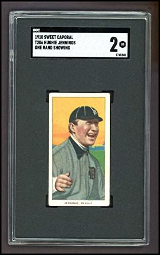 1909 T206 ЕДИН Хюи Дженингс Детройт Тайгърс (Бейзболна картичка) (Показване на една ръка) SGC SGC 2.00 Тайгърс
