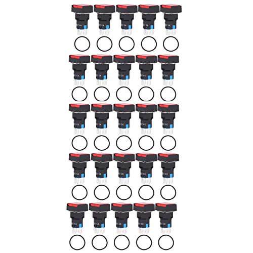 25 PIECE Незабавен Бутон превключвател, Правоъгълник 16 мм /0,63 24 инча В Микро-Instant Бутон ключове с три цветове, по Избор, за разпределителната кутия, Обзавеждане за разпределение на електроенергия (червен)