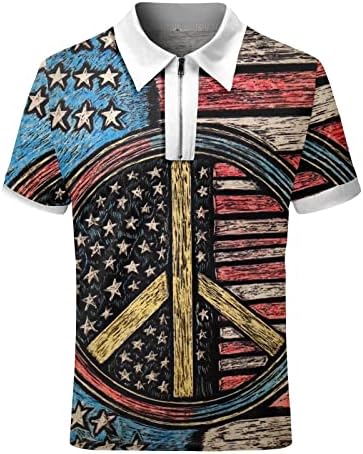 RUIRUILICO Polo Ризи с Флага на САЩ за Мъже, 4 юли, Патриотични Тениски, Ежедневни Летни Тениски с 3D Принтом и Къси Ръкави, с къси ръкави за Голф