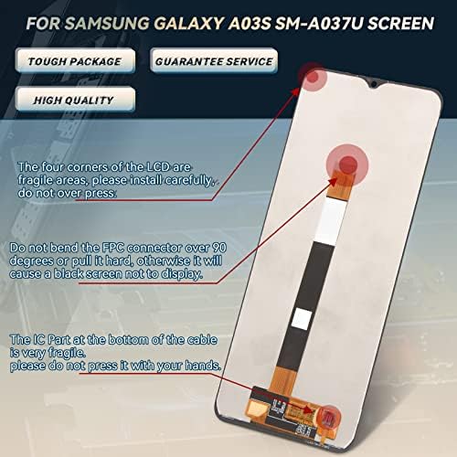 Екран за Samsung Galaxy A03s Смяна на екрана за Samsung A03s SM-A037U LCD дисплей със сензорен панел, дигитайзер, Монтаж, резервни Части за ремонт с комплекта (не е за A037A, A037W, A037G и A03)