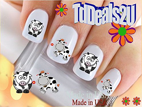Етикети за дизайн на ноктите, Водни пързалки Етикети за да прехвърлите нокти Животни - Крави - Комплект крави #1 Мультяшные Забавни Стикери За нокти - Салонное качест