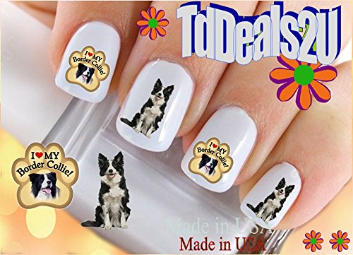 Етикети за дизайн на ноктите, Етикети за да прехвърлите нокти с водна пързалка Порода кучета - Лапа collie Аз обичам своите стикери за нокти collie - Салонное качество! Аксесоари за нокти със собствените си ръце