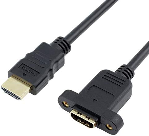 Удлинительный кабел Bluwee HDMI Високоскоростен кабел за Удължаване HDMI мъж към жена HDMI Кабел Удължител с Винт-гайка за закрепване на панел - Позлатени щепсел, черен (1 ФУТ)