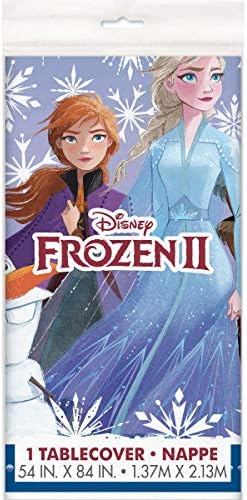 Уникален набор от празнични аксесоари Frozen Elsa Anna в 16 персони включва Десертни чинии, Салфетки, Чаши, Капак за маса, Стикери