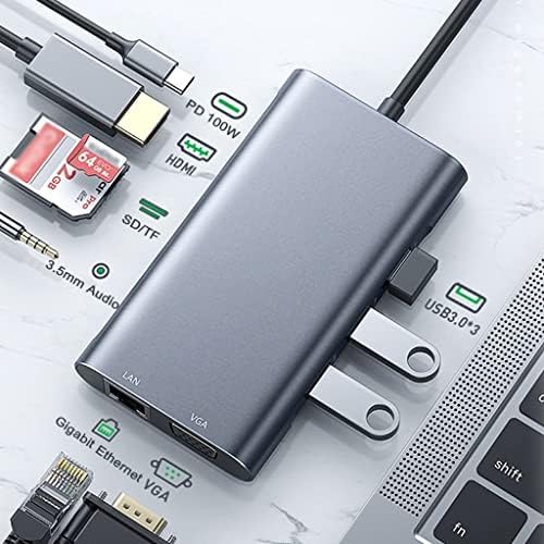 YDXNY C USB ХЪБ Type C от 3,1 до 4k RJ-45 LAN Ethernet USB3.0 Адаптер Докинг станция за аксесоари Air Pro PC (Цвят: сив, размер: C)
