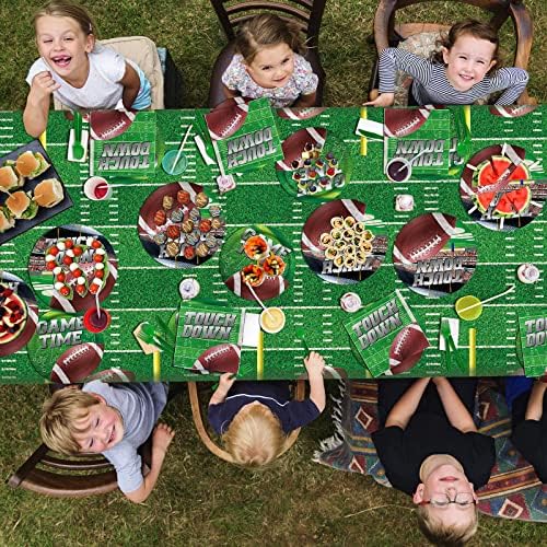 Комплект аксесоари за футбол партита Gatherfun на 50 порции, включва кът чинии, десертни чинии, салфетки, идеален за парти по случай рождения ден на футболист, футболен мач, украса за парти в чест на задната врата