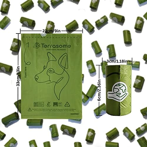 Торбички за кучешки какашек Terrasome | Херметически, са много дебели, с аромат на лавандула, Напълно компостируемые, е на Растителна основа | Пакети за отпадъци на домашни любимци премиум-клас, (броят на 540 броя